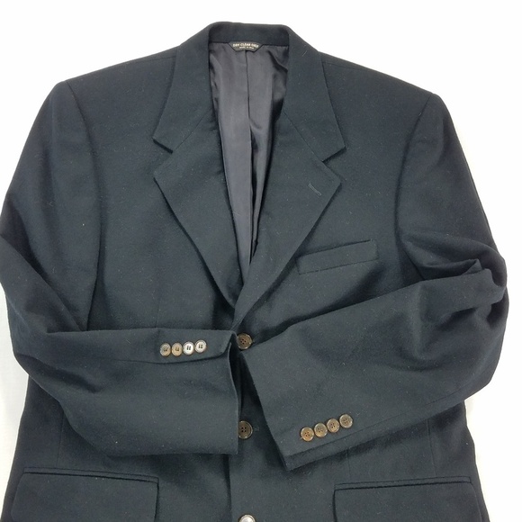 Bill Blass Cashmere Jacket Black Sport Coat Blazer 3-Button Ventless Men’s 42R - Picture 3 of 8